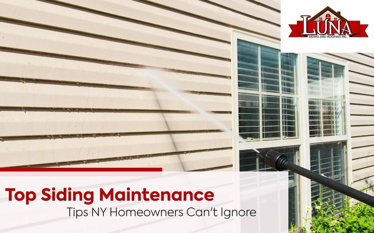 Cleaning vinyl siding on a New York home